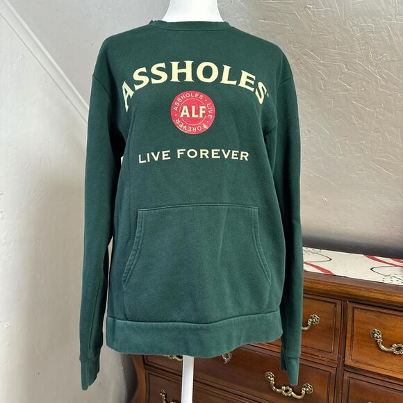 Alf-the-label Women's‎ Green Sweatshirt size small Assholes Live Forever - Picture 1 of 7